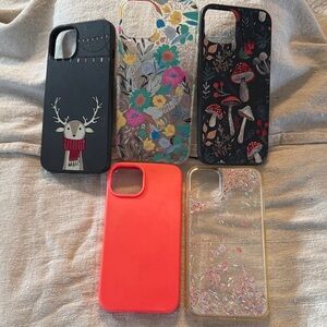 Stylish Phone Case Set - Black, Red, Clear